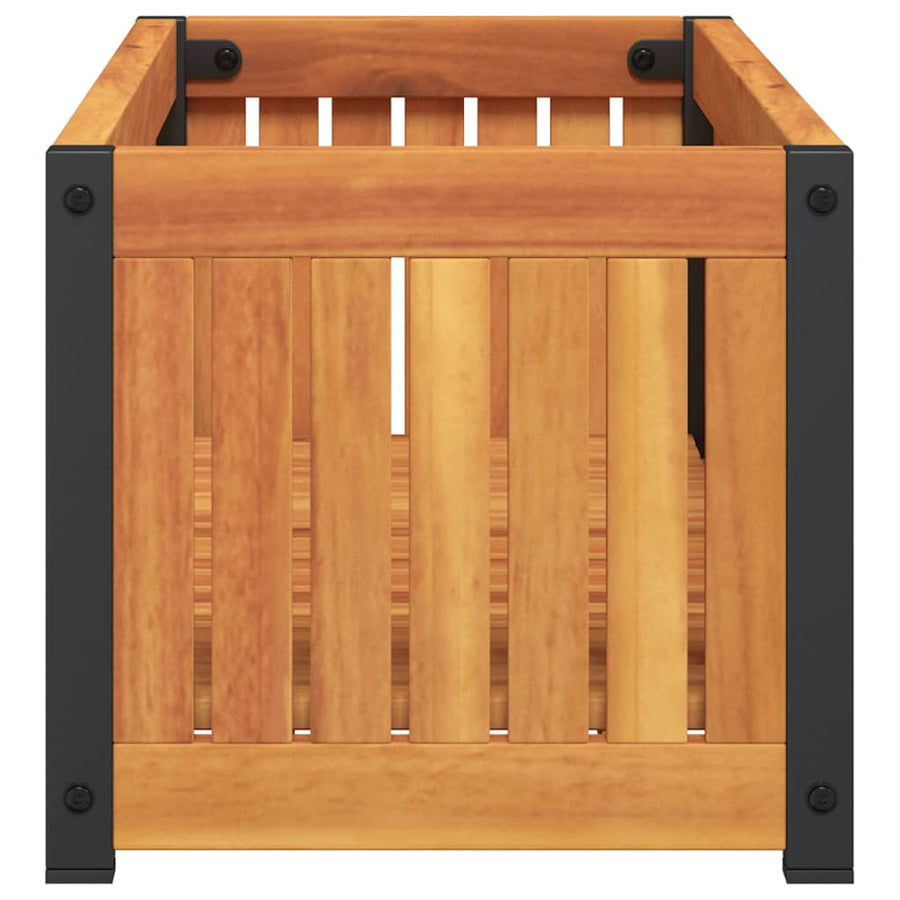 Plantenbak 80X30X27,5 Cm Massief Acaciahout En Staal