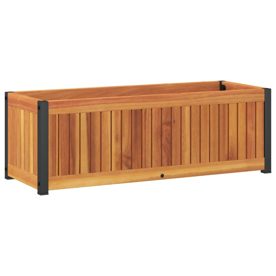Plantenbak 80X30X27,5 Cm Massief Acaciahout En Staal