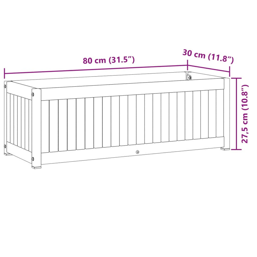 Plantenbak 80X30X27,5 Cm Massief Acaciahout En Staal