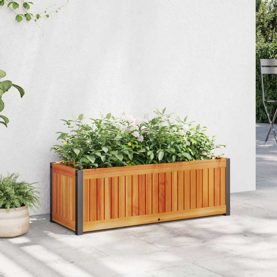 Plantenbak 80X30X27,5 Cm Massief Acaciahout En Staal