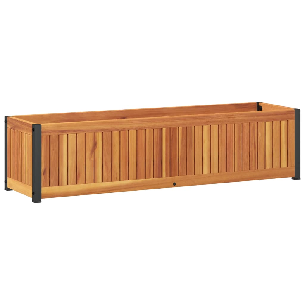 Plantenbak 110X30X27,5 Cm Massief Acaciahout En Staal 110 x 30 x 27.5 cm