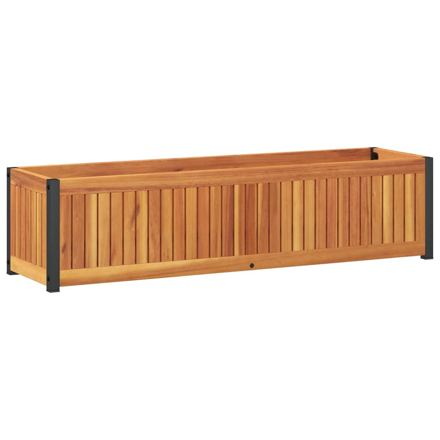 Plantenbak 110X30X27,5 Cm Massief Acaciahout En Staal 110 x 30 x 27.5 cm