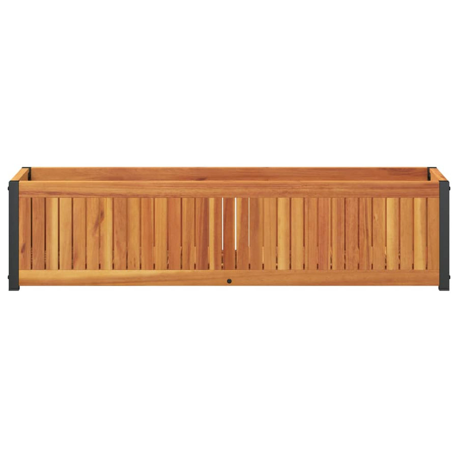 Plantenbak 110X30X27,5 Cm Massief Acaciahout En Staal 110 x 30 x 27.5 cm