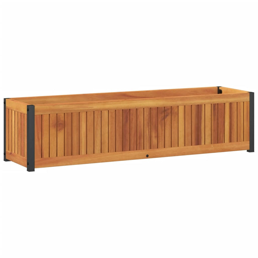 Plantenbak 110X30X27,5 Cm Massief Acaciahout En Staal 110 x 30 x 27.5 cm