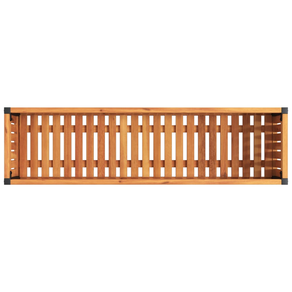Plantenbak 110X30X27,5 Cm Massief Acaciahout En Staal 110 x 30 x 27.5 cm