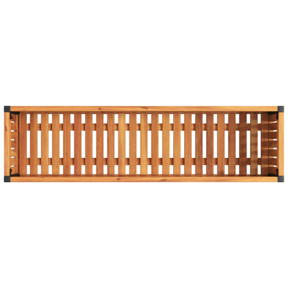Plantenbak 110X30X27,5 Cm Massief Acaciahout En Staal 110 x 30 x 27.5 cm