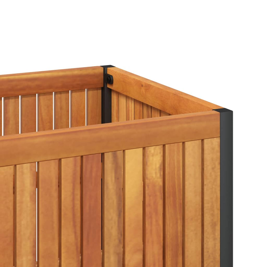 Plantenbak 110X30X27,5 Cm Massief Acaciahout En Staal 110 x 30 x 27.5 cm