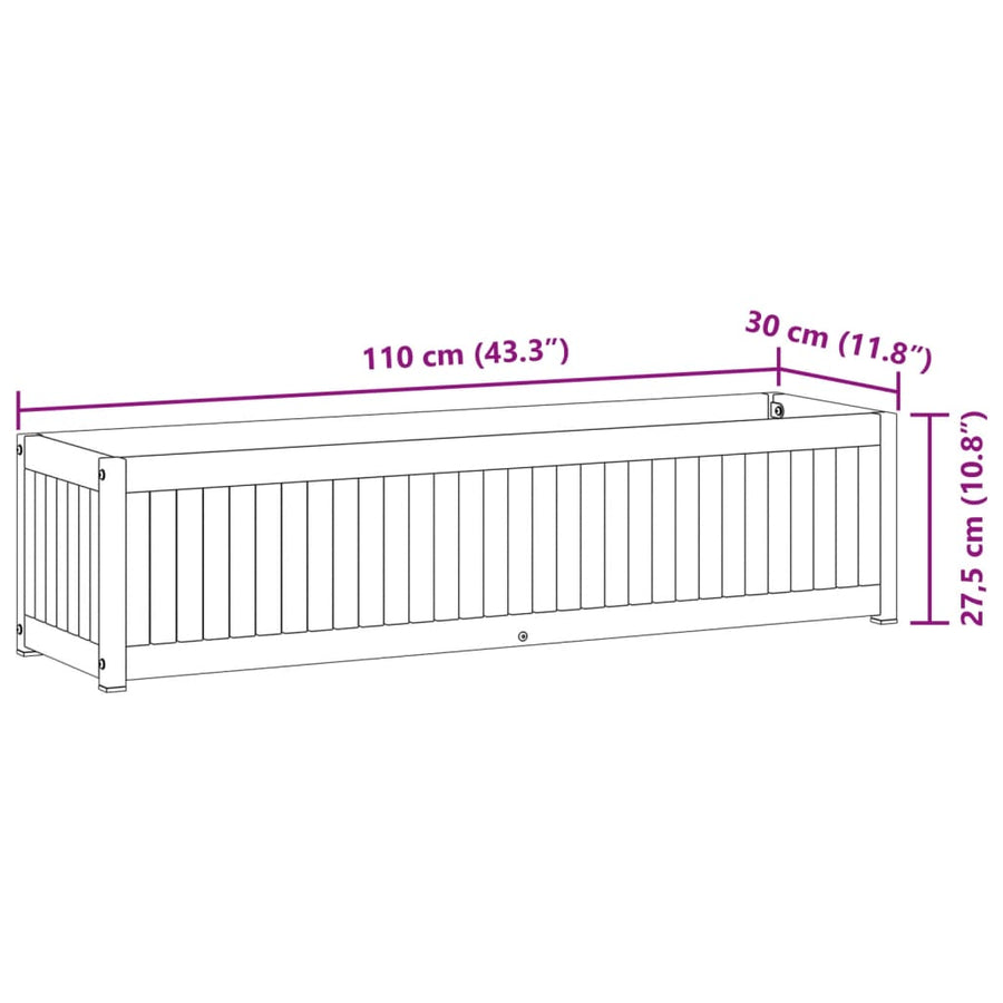 Plantenbak 110X30X27,5 Cm Massief Acaciahout En Staal 110 x 30 x 27.5 cm