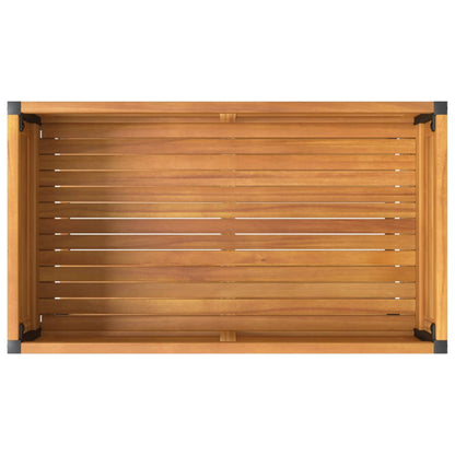 Plantenbak Met Schap Massief Acaciahout En Staal 80 x 45 x 80 cm