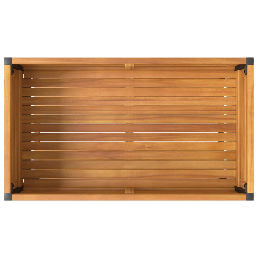 Plantenbak Met Schap Massief Acaciahout En Staal 80 x 45 x 80 cm