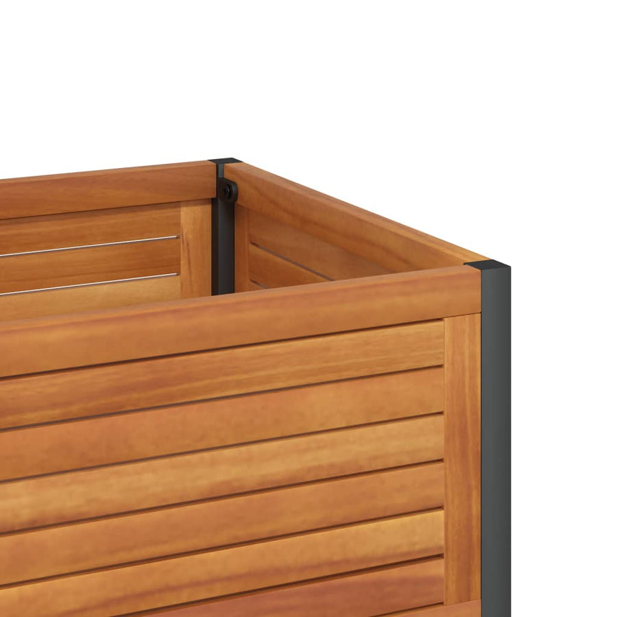 Plantenbak Met Schap Massief Acaciahout En Staal 80 x 45 x 80 cm