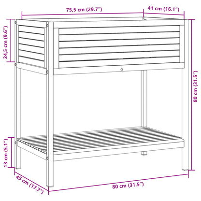 Plantenbak Met Schap Massief Acaciahout En Staal 80 x 45 x 80 cm