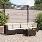 5-delige Loungeset met kussens poly rattan zwart