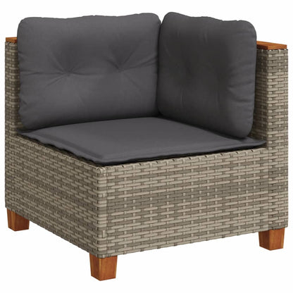 5-delige Loungeset met kussens poly rattan grijs