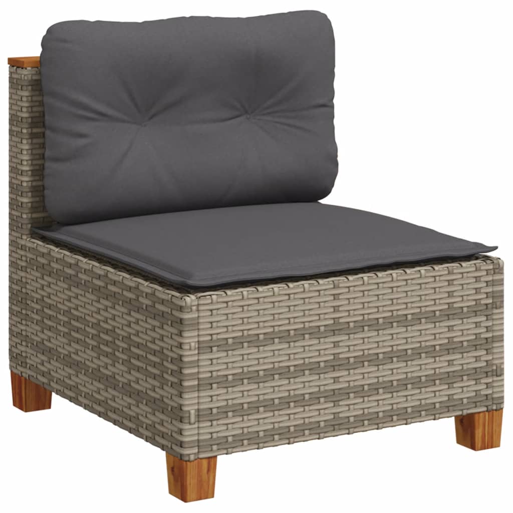 5-delige Loungeset met kussens poly rattan grijs