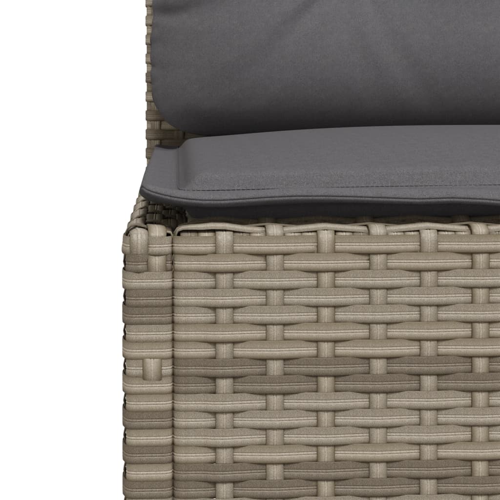 5-delige Loungeset met kussens poly rattan grijs