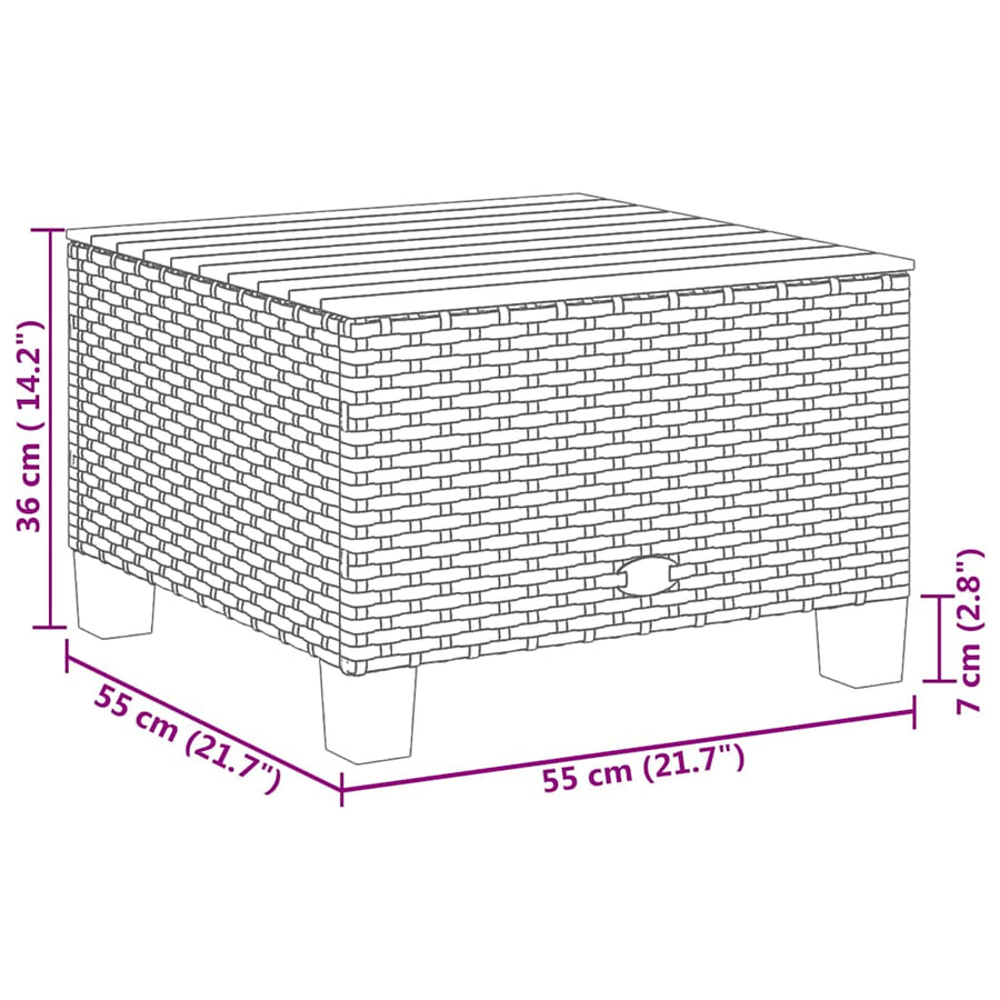 5-delige Loungeset met kussens poly rattan beige