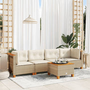 Loungeset 5-delig poly rattan beige