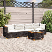 Loungeset 5-delig poly rattan zwart