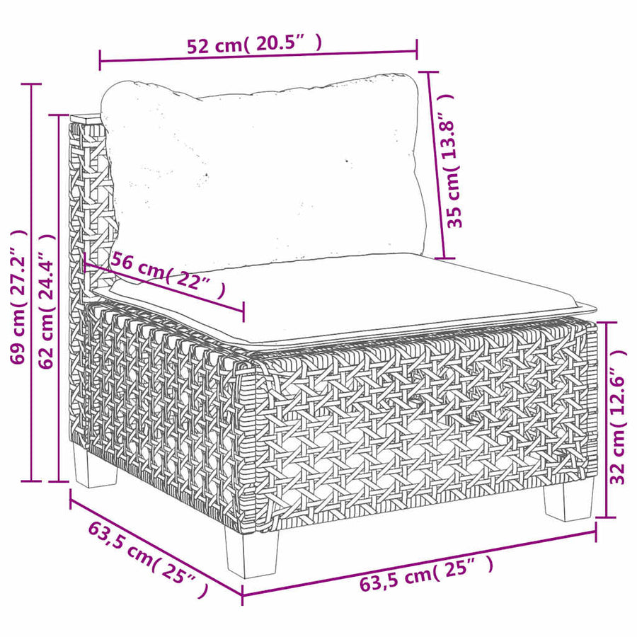 5-Delige Loungeset Met Kussens Poly Rattan Beige Lijngeweven