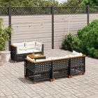 6-piece Lounge Set with Cushions Poly Rattan Black