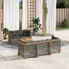 6-piece Lounge Set with Cushions Poly Rattan Grey