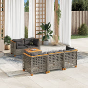 6-piece Lounge Set with Cushions Poly Rattan Grey