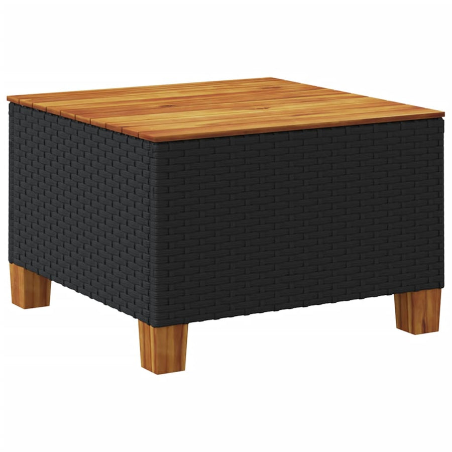 7-delige Loungeset met kussens poly rattan zwart