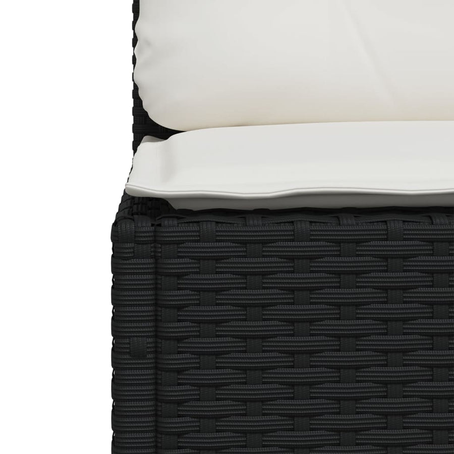 7-delige Loungeset met kussens poly rattan zwart