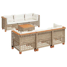 7-Delige Loungeset Met Kussens Poly Rattan Beige Lijngeweven