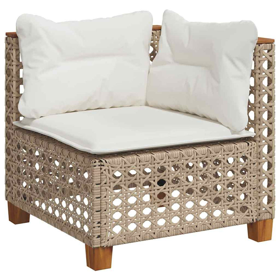 7-Delige Loungeset Met Kussens Poly Rattan Beige Lijngeweven