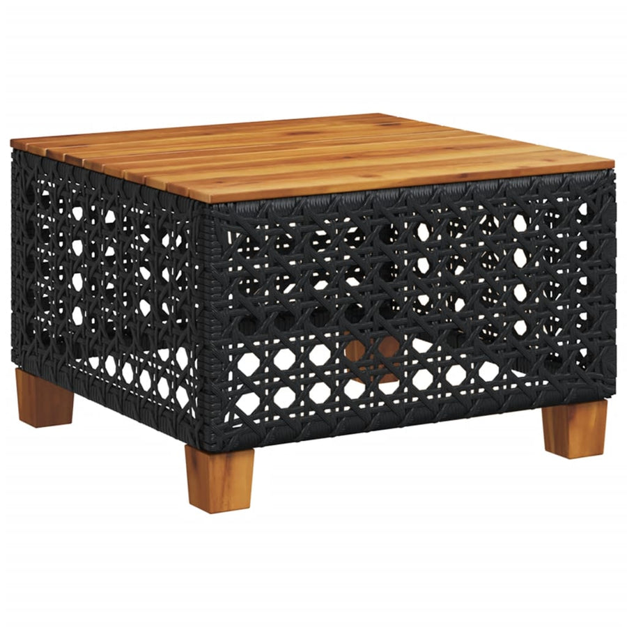 7-delige Loungeset met kussens poly rattan zwart