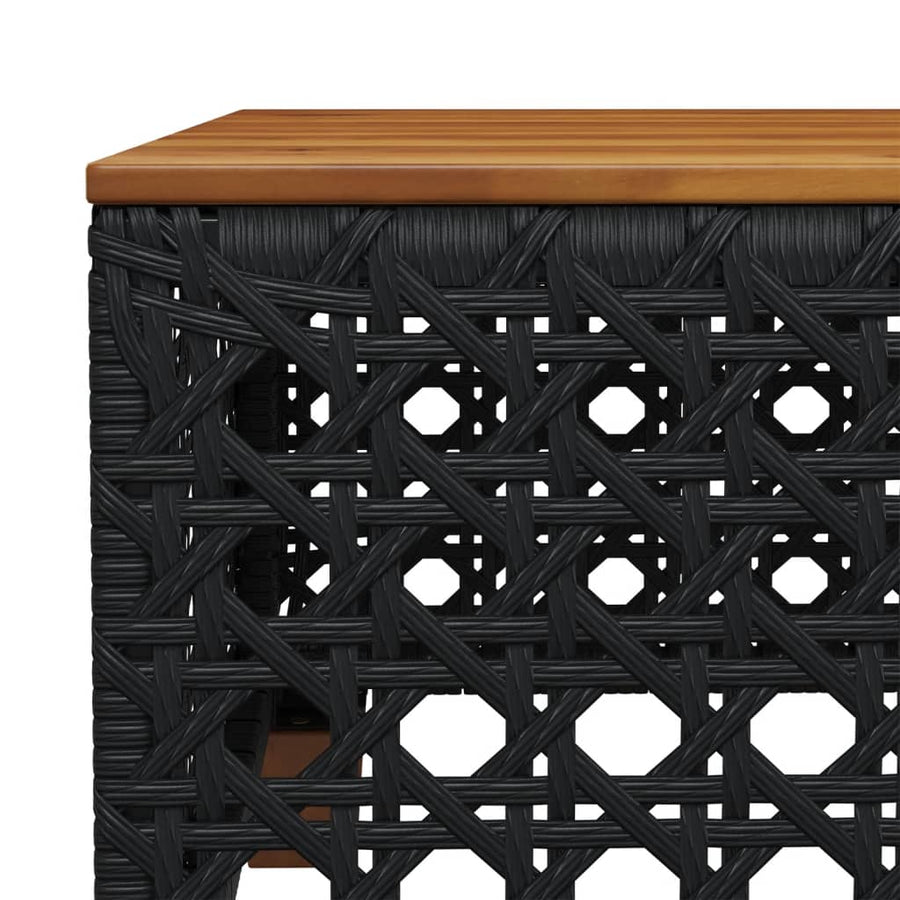 7-delige Loungeset met kussens poly rattan zwart