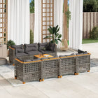 8-delige Loungeset met kussens poly rattan grijs