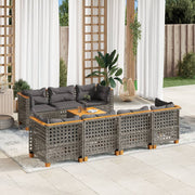 8-piece Lounge Set with Cushions Poly Rattan Grey