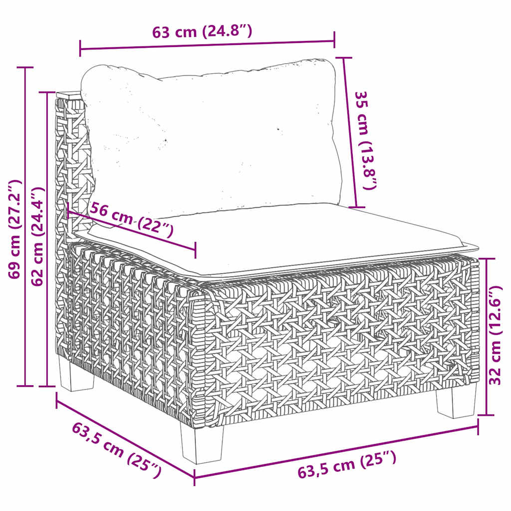 8-Delige Loungeset Met Kussens Poly Rattan Beige Lijngeweven