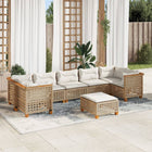 8-piece Lounge Set with Cushions Poly Rattan Beige