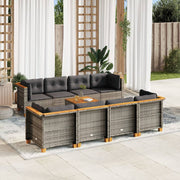 Loungeset 9-delig poly rattan grijs