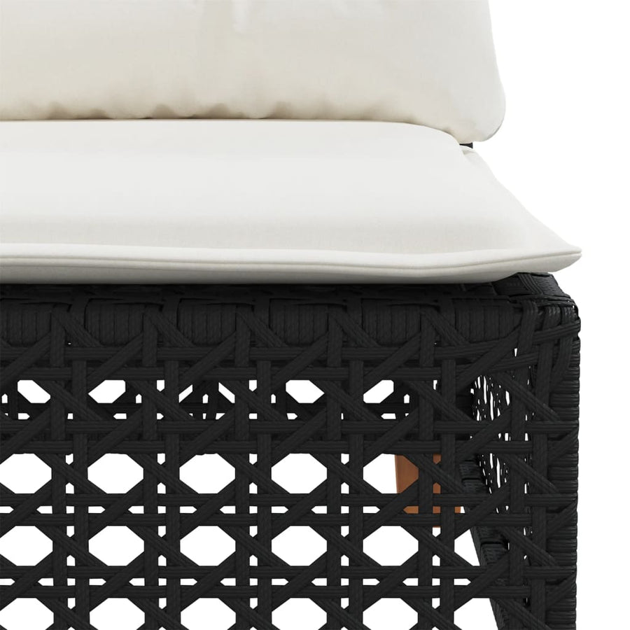 9-delige Loungeset met kussens poly rattan zwart