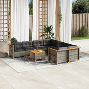 Loungeset 9-delig poly rattan grijs