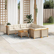 Loungeset 9-delig poly rattan beige