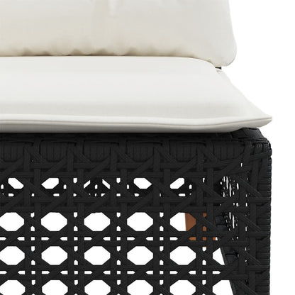 9-delige Loungeset met kussens poly rattan zwart