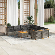 Loungeset 9-delig poly rattan grijs