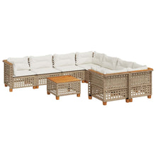 9-Delige Loungeset Met Kussens Poly Rattan Beige Lijngeweven