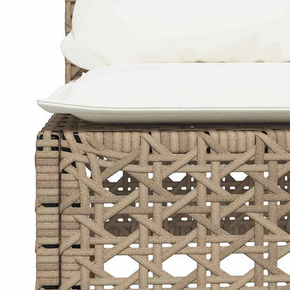 9-Delige Loungeset Met Kussens Poly Rattan Beige Lijngeweven