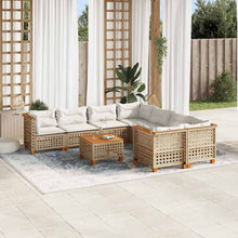 9-Delige Loungeset Met Kussens Poly Rattan Beige Lijngeweven