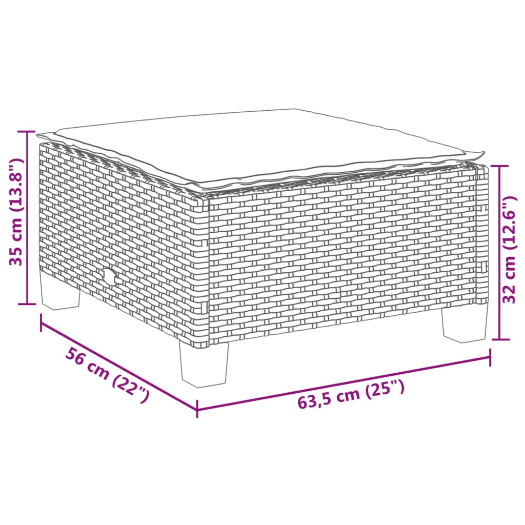 4-delige Loungeset met kussens poly rattan zwart