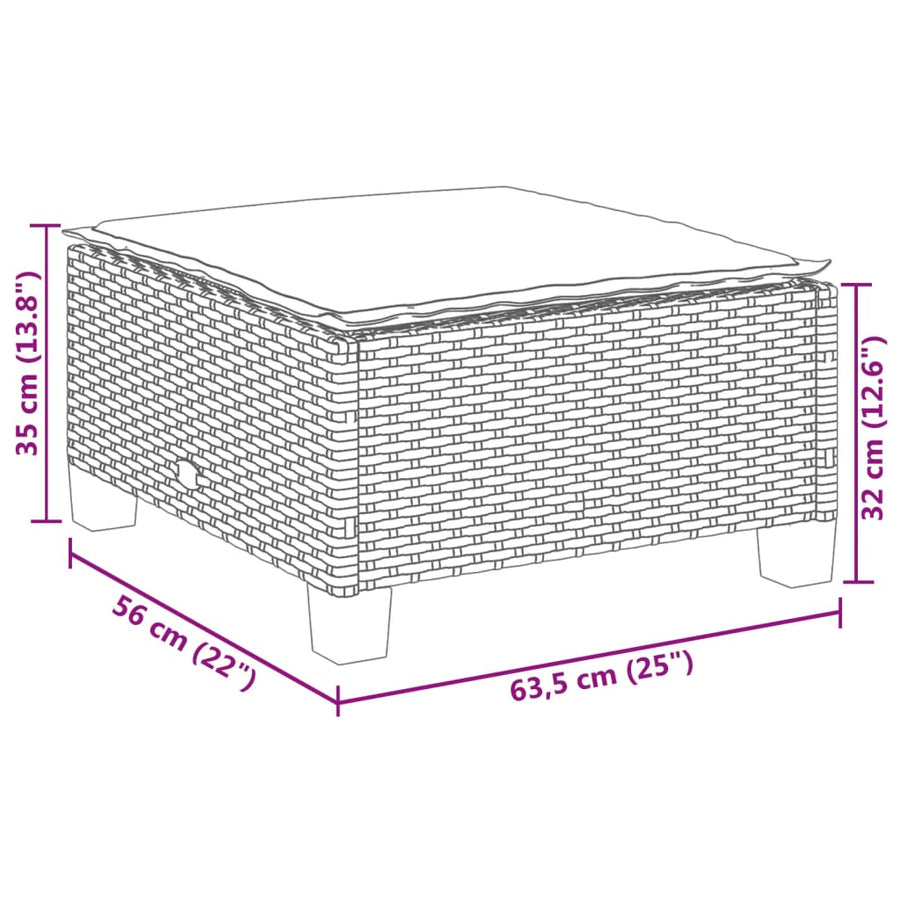 4-delige Loungeset met kussens poly rattan zwart