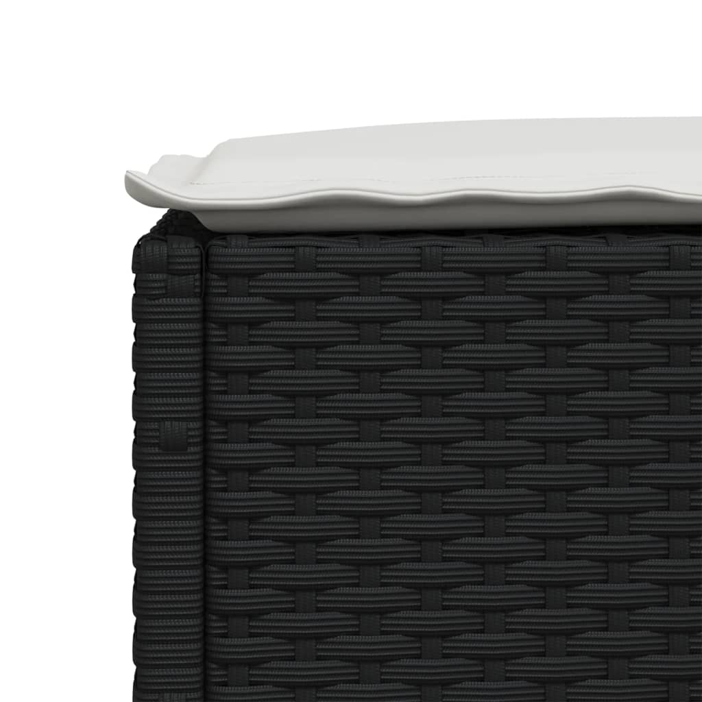 4-delige Loungeset met kussens poly rattan zwart