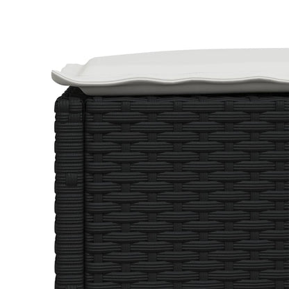 4-delige Loungeset met kussens poly rattan zwart